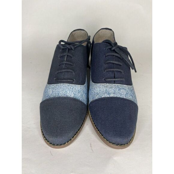 Marais USA Shoes Blue Floral Canvas Cap Toe Lace Up Oxfords Women Sz 8M US/39EU - Picture 11 of 13